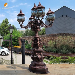 [Hot Item] Villa Garden Antique European Classic Metal Decorative Art Custom Cast Iron Lamp with Lights