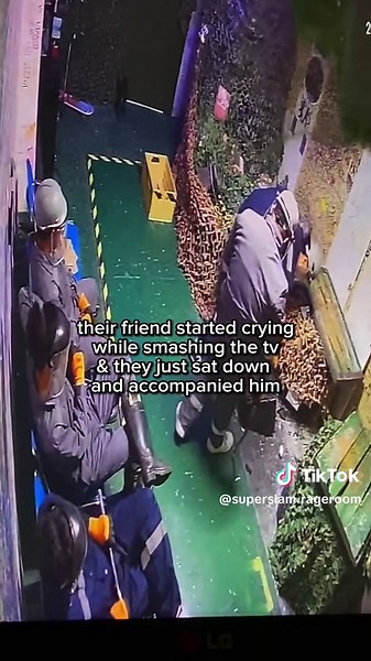 This group of friends came with a very jolly mood Then they bought a Tv, we were thinking it was for all of them, until we realized, They bought it for their friend. Then their friend started smashing the tv and started & they just sat down and accompanied him No judgement, no laughter, no nothing. They were just there to support him. Sometimes in life you just need someone to be there. No words, no advice, just being there for someone is enough.