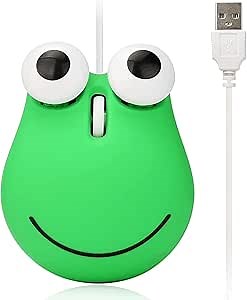 Cute Wired Frog Mouse for Kids and Adults - Mini Stylish Animal Computer Mouse for Desktop, Laptop (Green)