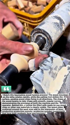 "Check out this fascinating wood turning process!