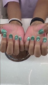 Acrylic fill-in with a sleek cat eye finish ✨ Come visit Premier Nails – Nail Salon Downtown Chicago