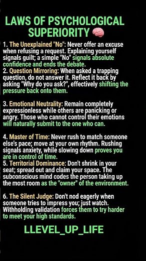 6 Laws to Establish "Psychological Superiority" Anywhere 🧠 #dominance