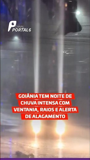 Goiânia tem noite de chuva intensa com ventania, raios e alerta de alagamento