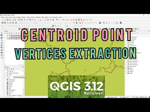 QGIS Tutorial - Centroid Point & Vertices Extraction of Shape file || Geometry Tools ||