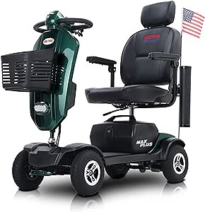 Metro Mobility - New 4 Wheel Outdoor Scooter - Adult Scooter 300lbs Foldable - Battery - 12V20AH*2pcs, Max Range 16 Miles (Green)