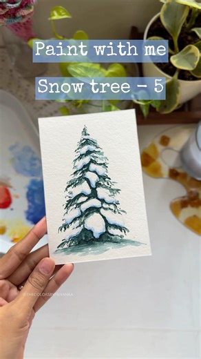 Snow tree #gouachepainting #tutorialyoutube #artshorts #beginnerarttutorial af0h