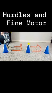 Check out this amazing motor planning activity! . Here we are, combining fine motor gross motor direction, file, following and motor planning! . I love these hurdles that are lightweight and easy to bring anywhere. . Comment "HURDLE" and I'll send you the link! | Physical Activity & Motor Development for Kids by Pink Oatmeal