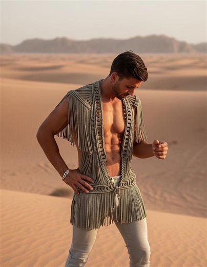 Men's Macrame Fringe Vest, Boho Festival Open Front Cardigan, Beige Rope Knit Sleeveless Jacket, Burning Man Outfit, Western Statement Layer - Etsy