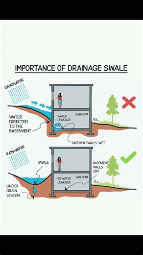 Basic Knowledge for Civil Engineering | Importance of Drainage Swale | #Shorts #Building