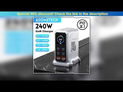 240W GaN Charger PD31 140W USB Type C 6 Ports PPS PD Desktop Fast Charging Station for MacBook