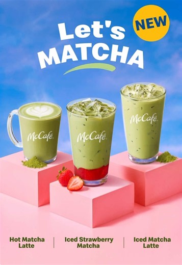 Let’s Matcha with McCafé 💚 Available at McDonald’s Qatar for the first time ever, exclusively on the McDonald’s App! Which one are you trying first? 👀 يلا ماتشا مع ماك كافيه 💚 تشكيلة مشروبات الماتشا الجديدة متاحة لأوّل مرّة على الإطلاق في ماكدونالدز قطر، حصريًا عبر التطبيق. أيّ مشروب ستجرّب أوّلًا؟ 👀