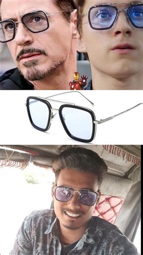 Tony Stark Iron Man and Spider-Man Vintage Square Metal Frame Sun Glasses