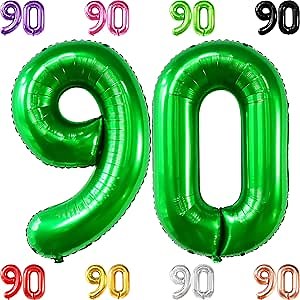 KatchOn Big Dark Green 90 Balloon Number - 40 Inch | Dark Green 90th Birthday Balloon, Number 90 Birthday Decorations