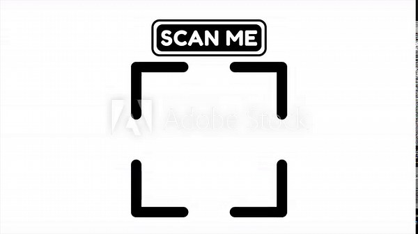 QR Code Scan Label animation. Scan QR Code line icon. Scan Me Text box mockup. Loop motion design