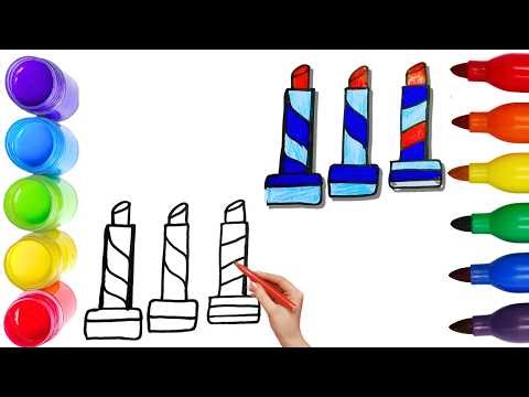 How To Draw cute Lipstick Drawing, Painting & Coloring For Kids and Toddlers_🌈🎨