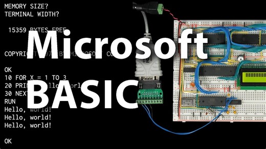 Running MSBASIC on my breadboard 6502 computer [Ben Eater]