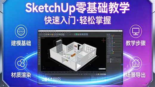 从零开始学 SketchUp！SU 零基础保姆级教程，从界面操作到建模思路全拆解，小白也能快速上手做精致模型。包含实战案例   技巧干货，告别卡顿与乱线轻松掌握