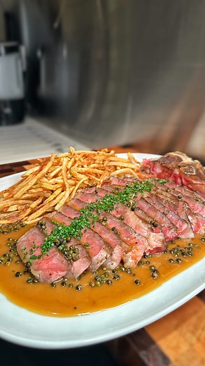Home Cooking Sessions: Steak Frites. A French classic that’ll be sure to impress on Valentines Day. Full recipe below! 👇🏽🥩🍟 - 1. Season a thick steak with sea salt and black pepp - leave in fridge uncovered for at least 1h, ideally overnight. I used an insane Galician bone-in ribeye from @mr_txuleta - beautifully aged and marbled 2. Clean up the bone marrow - submerge in cold salt water and leave in fridge overnight 3. Using a mandolin or knife, thinly slice potatoes into strips and rinse ti