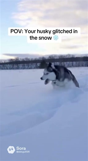 Did he just... FREEZE?! 😂 Husky.exe has stopped working! #husky #snow #fyp #freeze #siberianhusky