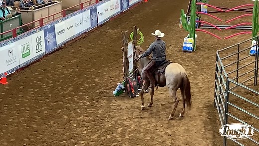 Cole Cameron made his 6666 Ranch colt look like a seasoned using horse during the obstacle portion of Road to the Horse Wildcard competition. | Western Horseman