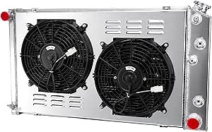 3 Row Aluminum Radiator Shroud Fan for 1971-1990 Chevy Chevelle Impala Caprice Malibu C10 C20 C30 K10 K20 K30 Suburban Pickup GMC Jimmy Buick Lesabre Radiators