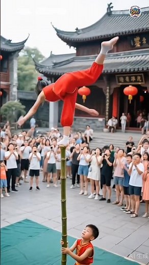 😎Little Girl’s Insane Handstand on Bamboo || Crowd Shocked