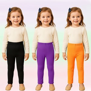 HILEELANG Little Kids' Fall & Winter Leggings Ages 1 - 14Y 95% Cotton + 5% Spandex Soft & Skin - Friendly Stretchy & Non - Binding Colors Purple Black Orange Size 5 - 6Y - Walmart.com