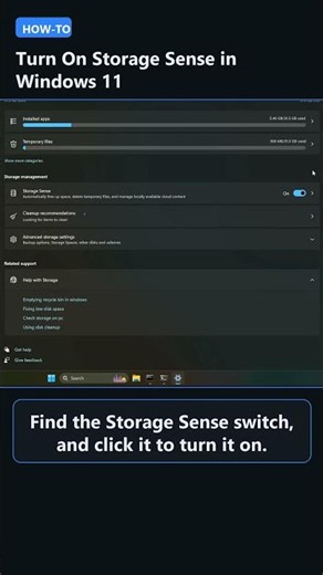 How to Turn On Storage Sense in Windows 11 #shorts