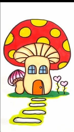 17K views · 94 reactions | Mushroom  shape house  drawing tutorial . #KidsLearning #easyart #creative #dailydose #vibesonly #easydrawingtutorial #fbreelsfypシ゚viralシ | Easy drawing for kids24 | Facebook