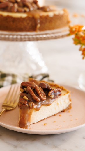This incredible Pecan Pie Cheesecake is beyond creamy with an irresistible topping of pecans floating in a brown sugar caramel. It’s the best of both worlds and the perfect make ahead dessert for Thanksgiving! Recipe up on the blog! 👉 link in bio👈 #preppykitchen #baker #recipevideo | Preppy Kitchen