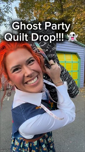 Take a viral quilt pattern and put my Chelsea spin on it! ✅ Which colorful ghost is your favorite? And do I need to make another one… but with Pac-Man in the middle?!? Lolol I’m so tempted. #sewingtiktok #quilting #learntosew #missfrizzle #ghostpartyquilt pattern is from @woollypetals Gorgeous backdrop is @madewithharmony 🎃 | A Few Loose Threads