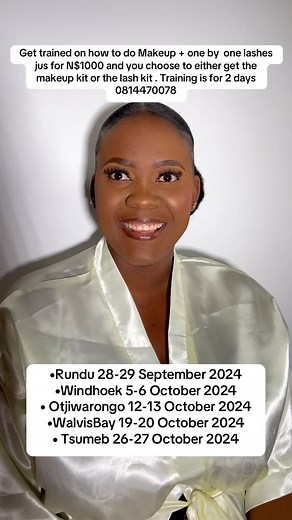 Rundu 28-29 September 2024 - Windhoek 5-6 October 2024 • Otjiwarongo 12-13 October 2024 - WalvisBay 19-20 October 2024 • Tsumeb 26-27 October 2024
