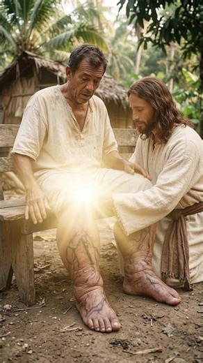 Jesus Heals a swollen legs person