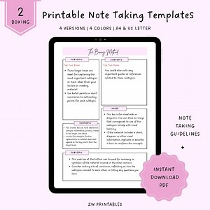 Boxing Note-taking Template: A4 & US Letter (printable PDF) - Etsy