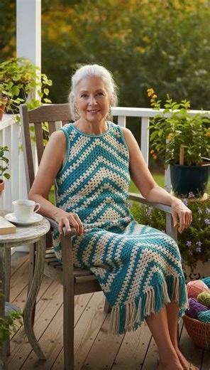 Download Turquoise Wave Crochet Dress Pattern in bio #crochet