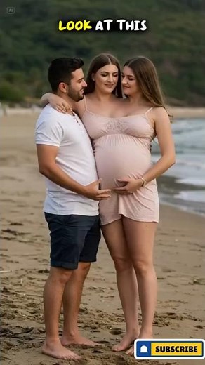 Conjoined Woman, Loving Husband, and Their Child at the Beach