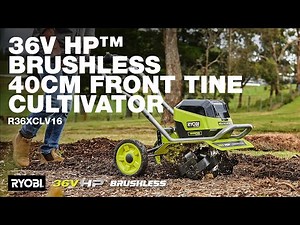 RYOBI 36V HP™ Brushless 40cm Front Tine Cultivator (R36XCLV10) in action