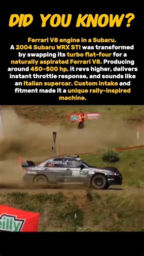 Ferrari V8 engine in a Subaru. #history #formula1 #f1 #shorts
