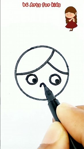 How to Draw Girl Face - Cartoon Drawings using Circle Shape