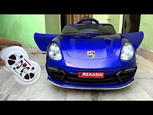 Blue RC Porsche Car Unboxing & Testing | Remote Control Ride on Porsche Car 🔥🔥