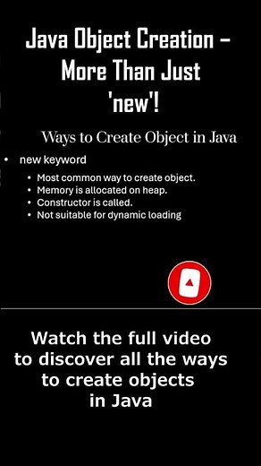 Object Creation in Java | All Ways Explained with new Keyword – Java Interview Short #javaee
