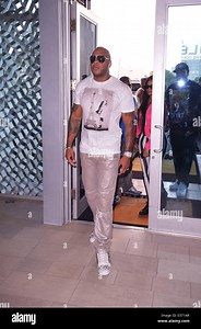 Poe Boy recording artist J Rand along with guest stars Flo Rida and T-Pain on the set of J Rand's first single video shoot 'Ride' at Solé On the Ocean in Sunny Isles Beach  Featuring: Flo Rida Where: Sunny Isles Beach, FL, United States When: 23 Jul 2013 Stock Photo - Alamy