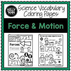 Science Worksheets, Force and Motion Worksheets, Push/Pull Vocabulary Printables