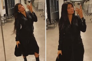 Pregnant Kylie covers her baby bump in loose dress as she attends meetings