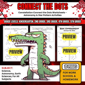 Constellation Connect the Dots Worksheets - Astronomy & Star Pattern Activities