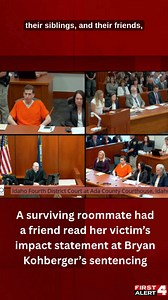 "Why did I get to live?" Surviving roommate Bethany Funke had a statement read on her behalf at the sentencing hearing of Bryan Kohberger. She was one of two surviving roommates who lived in the off-campus home where four University of Idaho students were slain. | KMOV