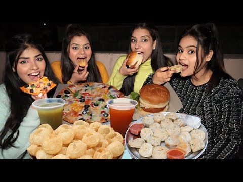 Golgappa, Burger, Pizza and Momos Eating Challenge | All Items Finished in Seconds | Food Challenge