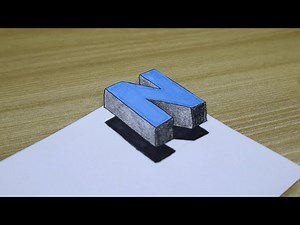 How To Draw 3D Letter N | Easy 3D Letters Drawing - Videos For Kids