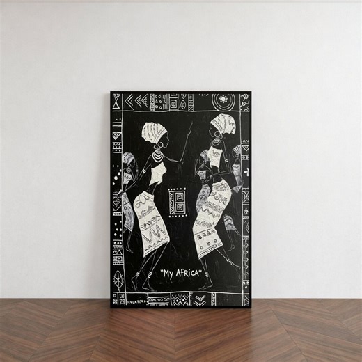African Tribal Dance Canvas Art, Black and White Ethnic Wall Decor, African Culture Canvas, Abstract (digital / Print / Canvas / Framed) - Etsy
