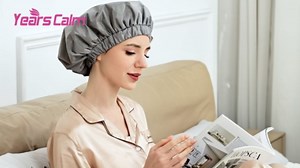 Years calm Reusable Waterproof Shower Caps for Women, Hair Caps for Showers, Double-Layer Elastic Design, for All Hairstyles, Travel-Friendly (grey)